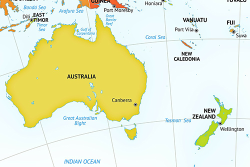 Australia and New Zealand map