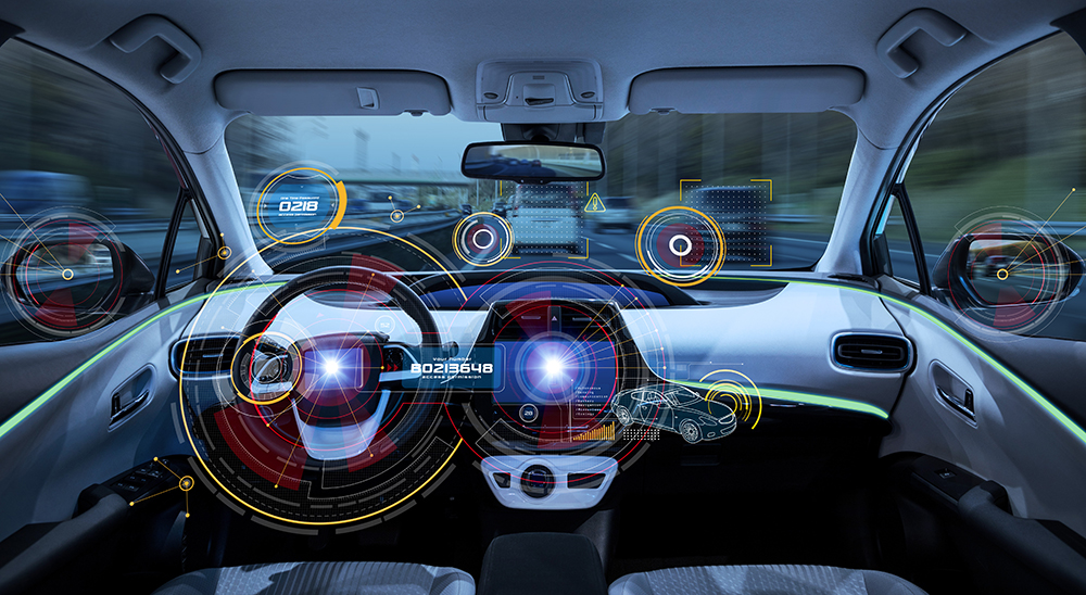 Intelligent car tech shown on dashboard